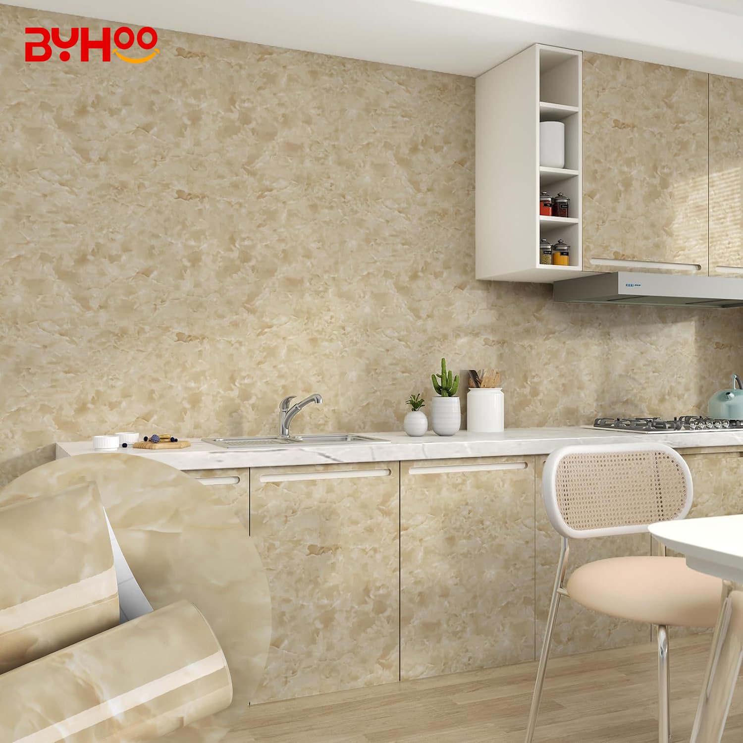 2024 New model launched Marble Look golden wallpaper Quartz Slab pvc wallpaper Kitchen Countertop