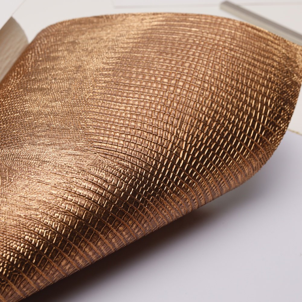 New Innovation High end luxury style Crocodile skin pattern Rose Red Gold Glossy texture wallpaper for Luxury clothing Store