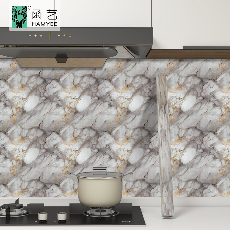 Heat resistant marble wallpaper peel sticker marble wallpaper table cupboard cabinet countertop sticker kitchen wall paper