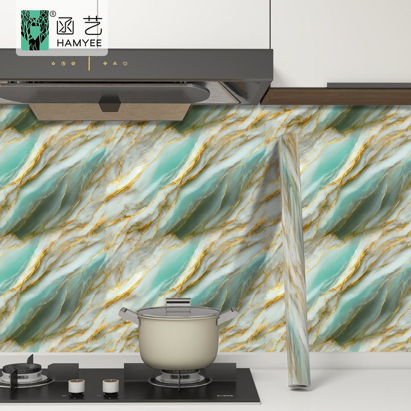 Heat resistant marble wallpaper peel sticker marble wallpaper table cupboard cabinet countertop sticker kitchen wall paper
