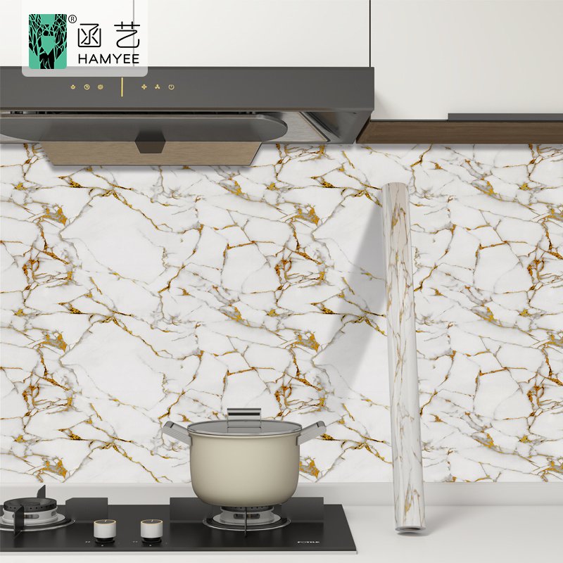 Heat resistant marble wallpaper peel sticker marble wallpaper table cupboard cabinet countertop sticker kitchen wall paper