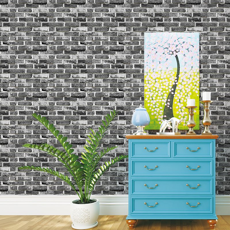 Sticker Wallpaper Brick 3D Space Mural Vinyl Wallpaper for Walls Gray Wallpaper Auto Colant Murale