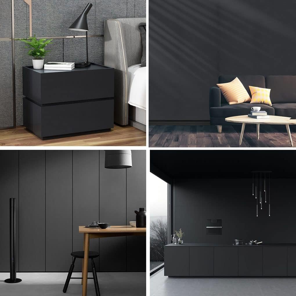 ORON DECO Cheap Black Textured Wallpaper Rolls Self Adhesive Peel And Stick Solid Colour Wallpaper For Home 23.5 inch x196.7inch