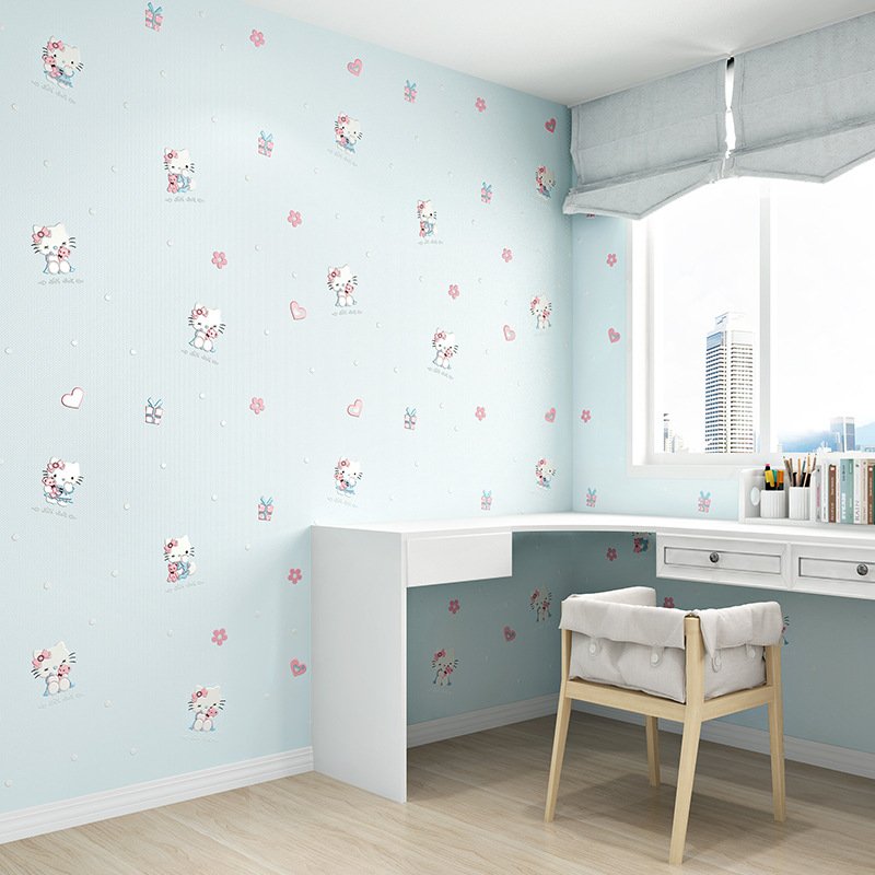 wallpaper rolls kids wall molding 3d panels sticker peel & stick non-woven fabrics pink princess room china factory buy53CM*9.5M