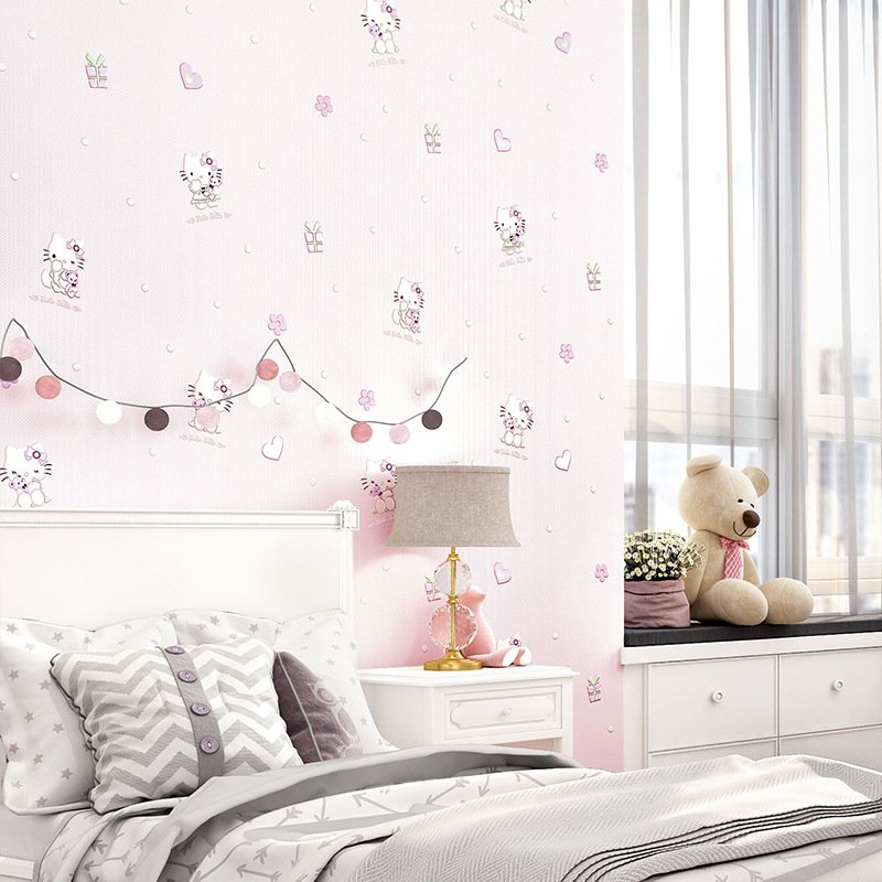 wallpaper rolls kids wall molding 3d panels sticker peel & stick non-woven fabrics pink princess room china factory buy53CM*9.5M