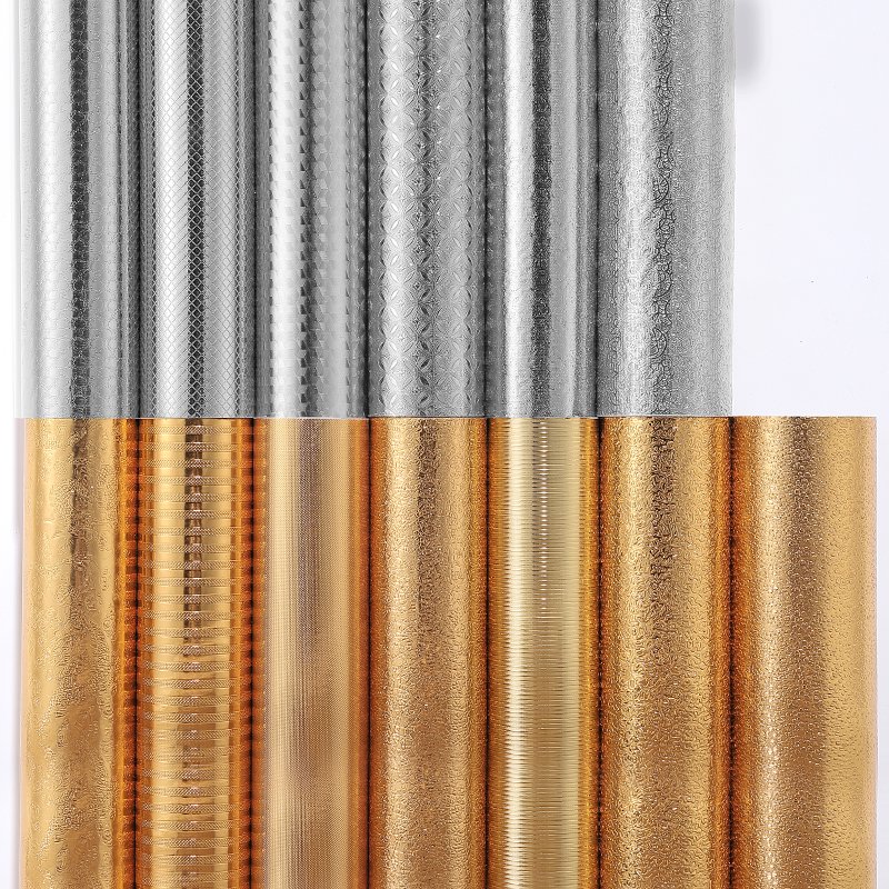 oil-proof/waterproof wallpaper rolls, self adhesive aluminum foil stickers for kitchen