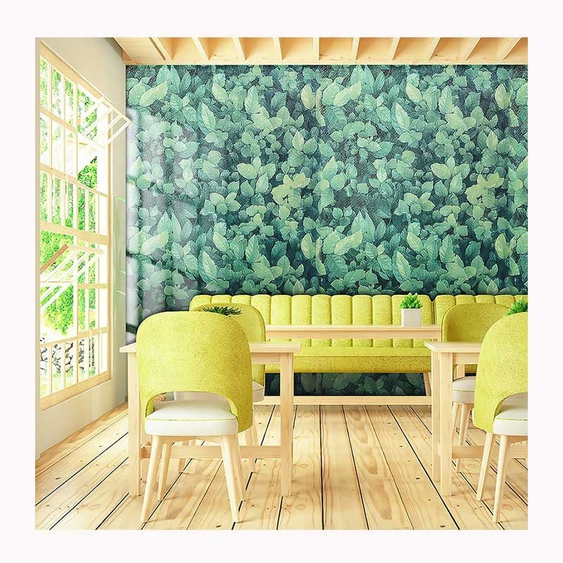 0.45*10m High Quality Peel and Stick Green Leaf Adhesive Wallpaper Sticker Home Decoration