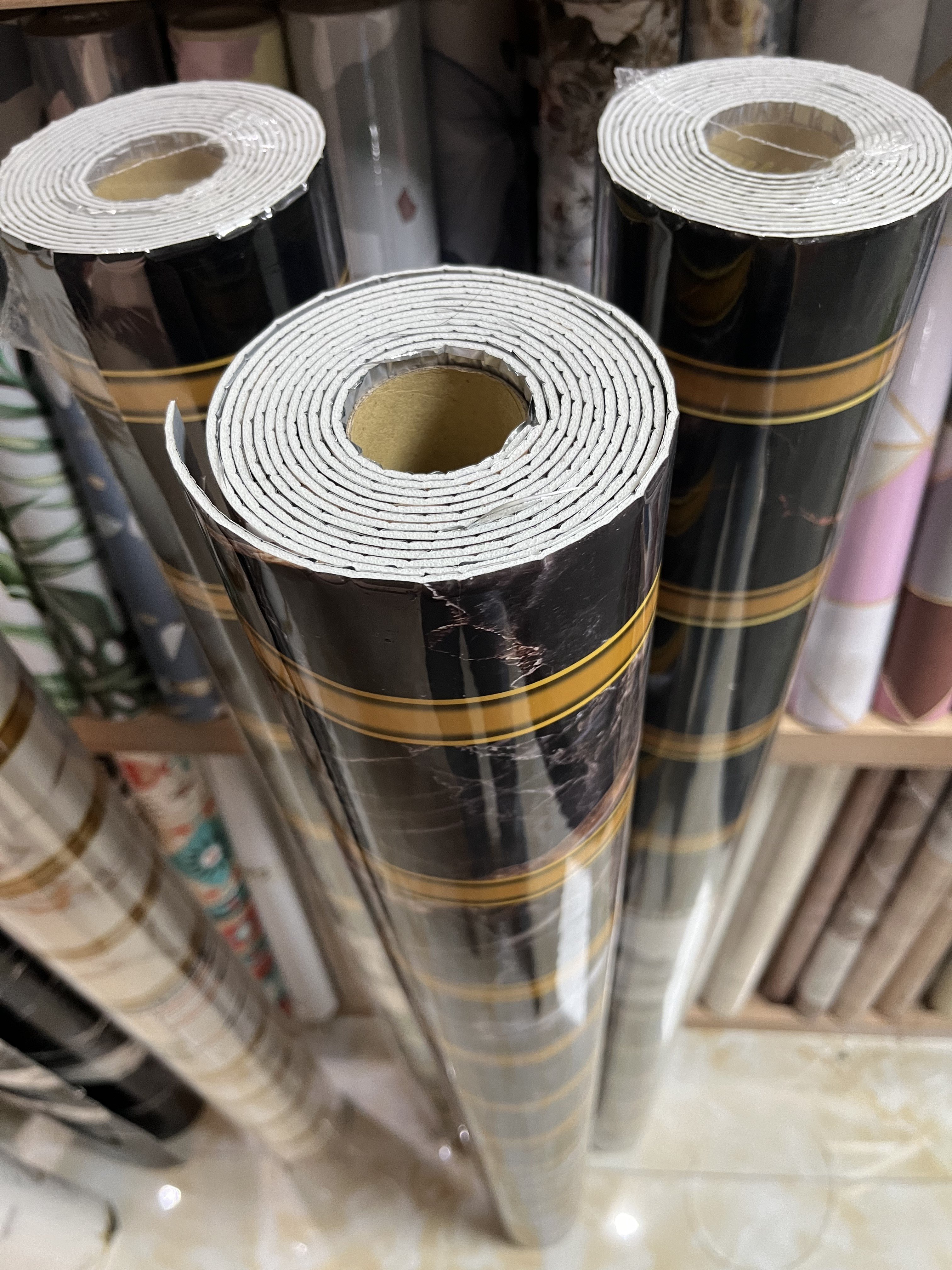 UDK Hot sale Marble wall roll stickers 1.2m*3m adhesive Foam wallpaper decorative film wall renovation Living room decor