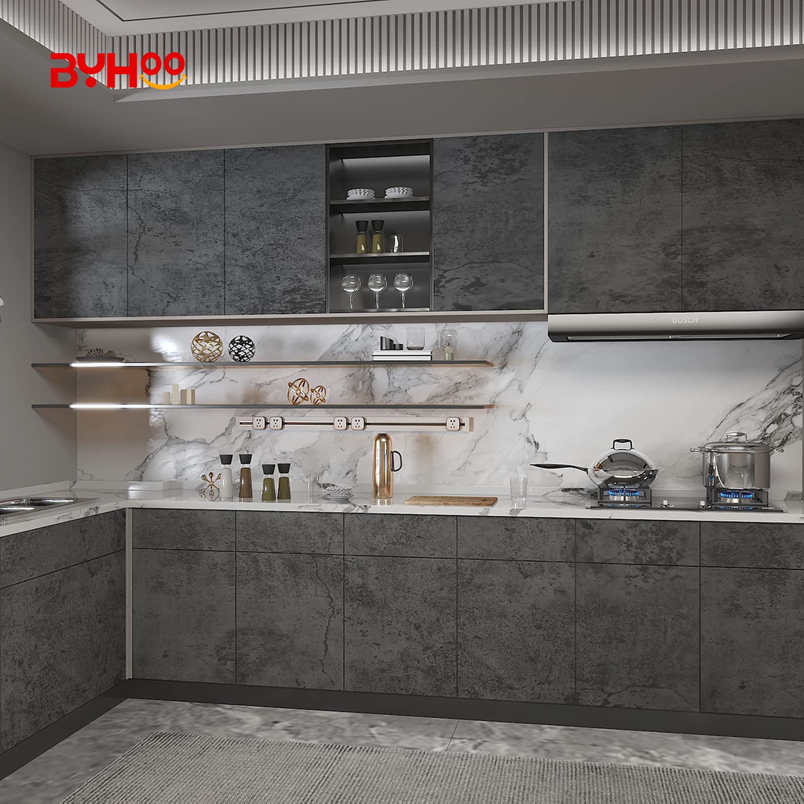 Factory wholesale low self adhesive waterproof Cement ash grey pvc wallpaper in rolls for wall decoration