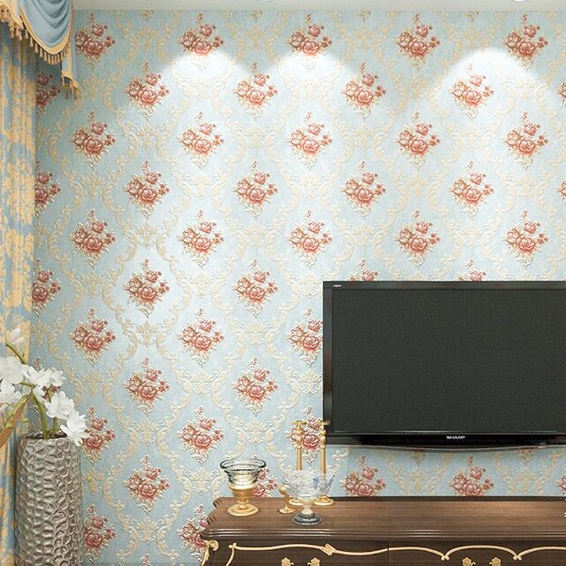 Thickened large flower non-woven wallpaper is used for interior wall decoration of living room and bedroom, 3D carved wallpaper