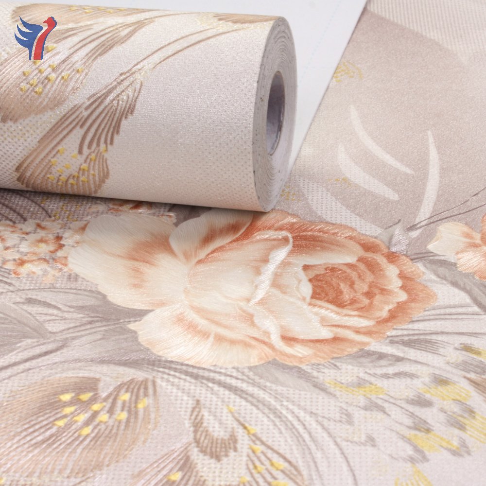 Jinyi Y61101Thick Vinyl Embossed Gapless Vinyl Sticker Stick and Peel Beautiful Wall Paper Rolls Wallpaper