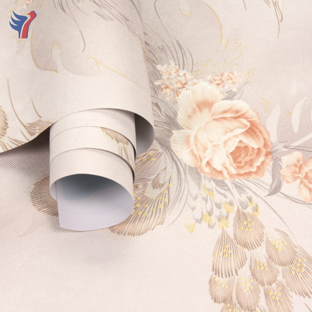 Jinyi Y61101Thick Vinyl Embossed Gapless Vinyl Sticker Stick and Peel Beautiful Wall Paper Rolls Wallpaper