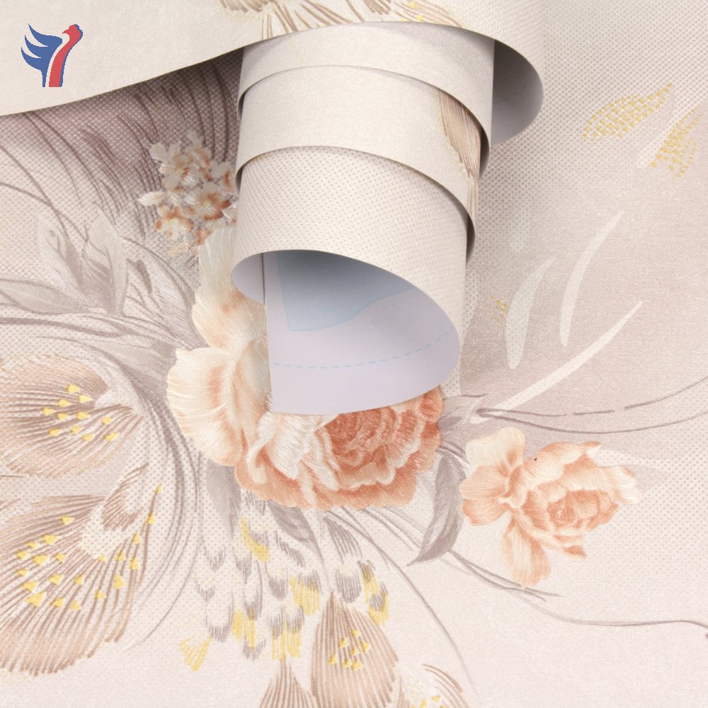 Jinyi Y61101Thick Vinyl Embossed Gapless Vinyl Sticker Stick and Peel Beautiful Wall Paper Rolls Wallpaper