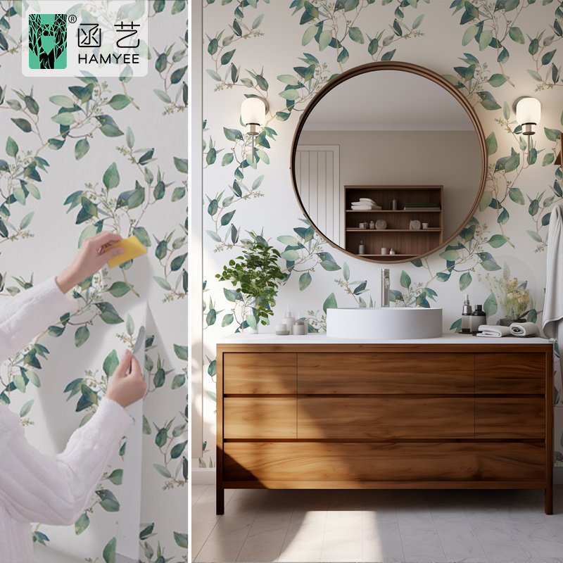 Wallpaper 3d home decoration modern white green floral peel and stick wallpaper