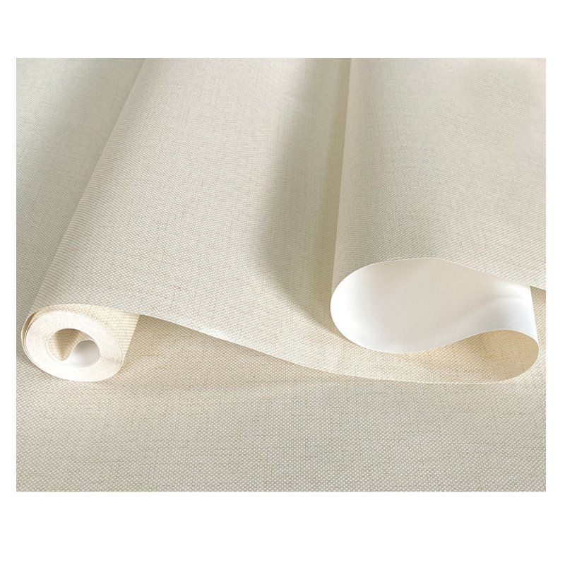 Classic solid color linen wallpaper beige non woven wallpaper