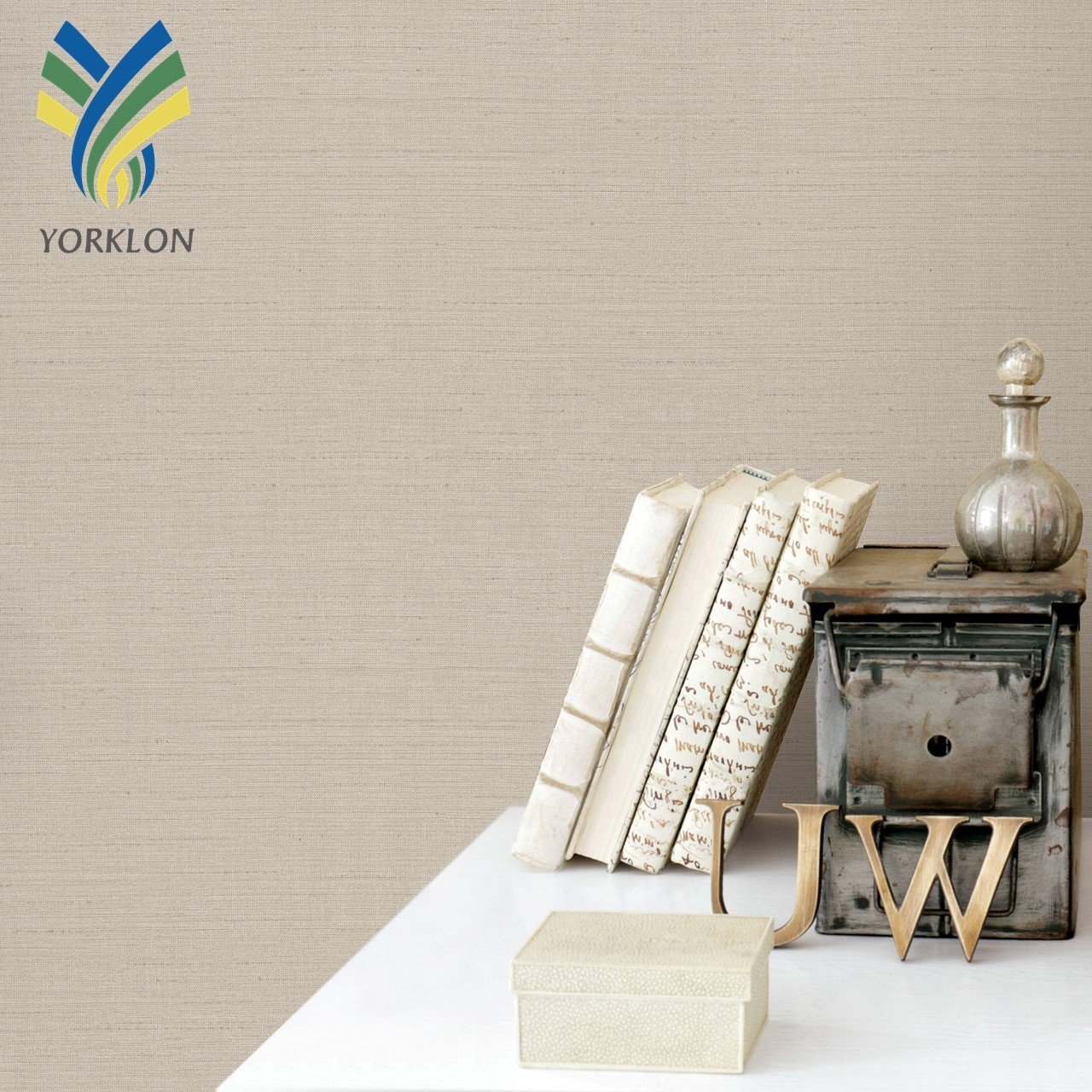 FLAME - Luxury Waterproof Grey PVC Woven Natural Hotel Home Decoration Vinyl Wallcovering Textured Wallpaper Rolls