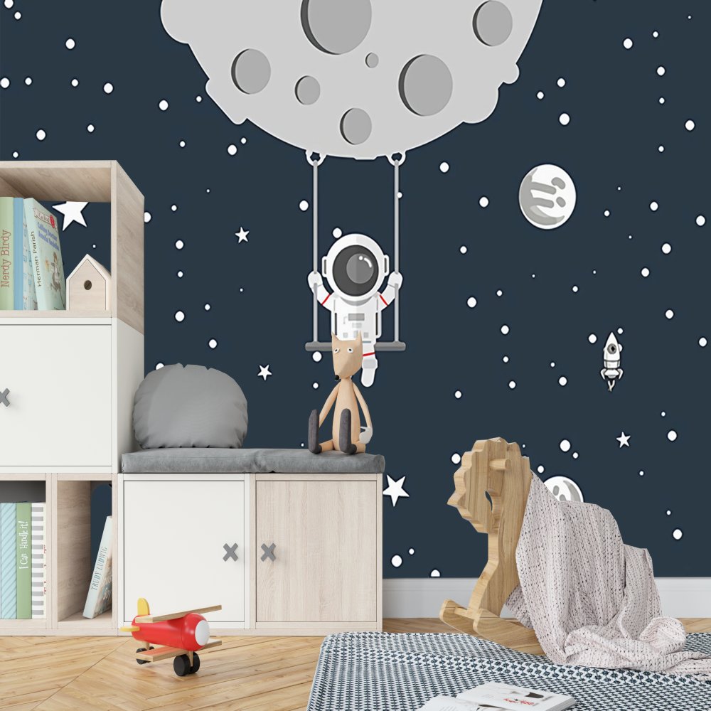 Ceiling Mural Wallpaper 3D Blue starry sky Astronaut Kids Bedroom Ceiling Wallpaper Wall Coating