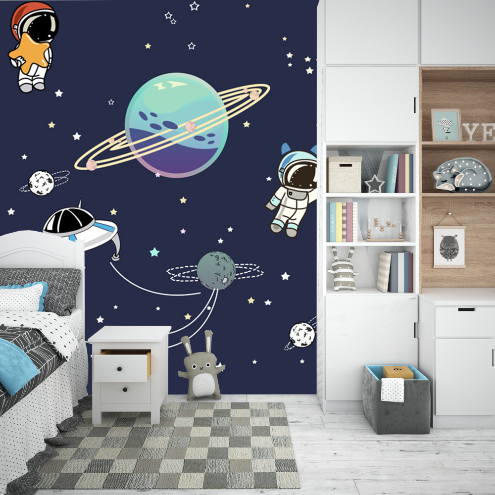 Ceiling Mural Wallpaper 3D Blue starry sky Astronaut Kids Bedroom Ceiling Wallpaper Wall Coating