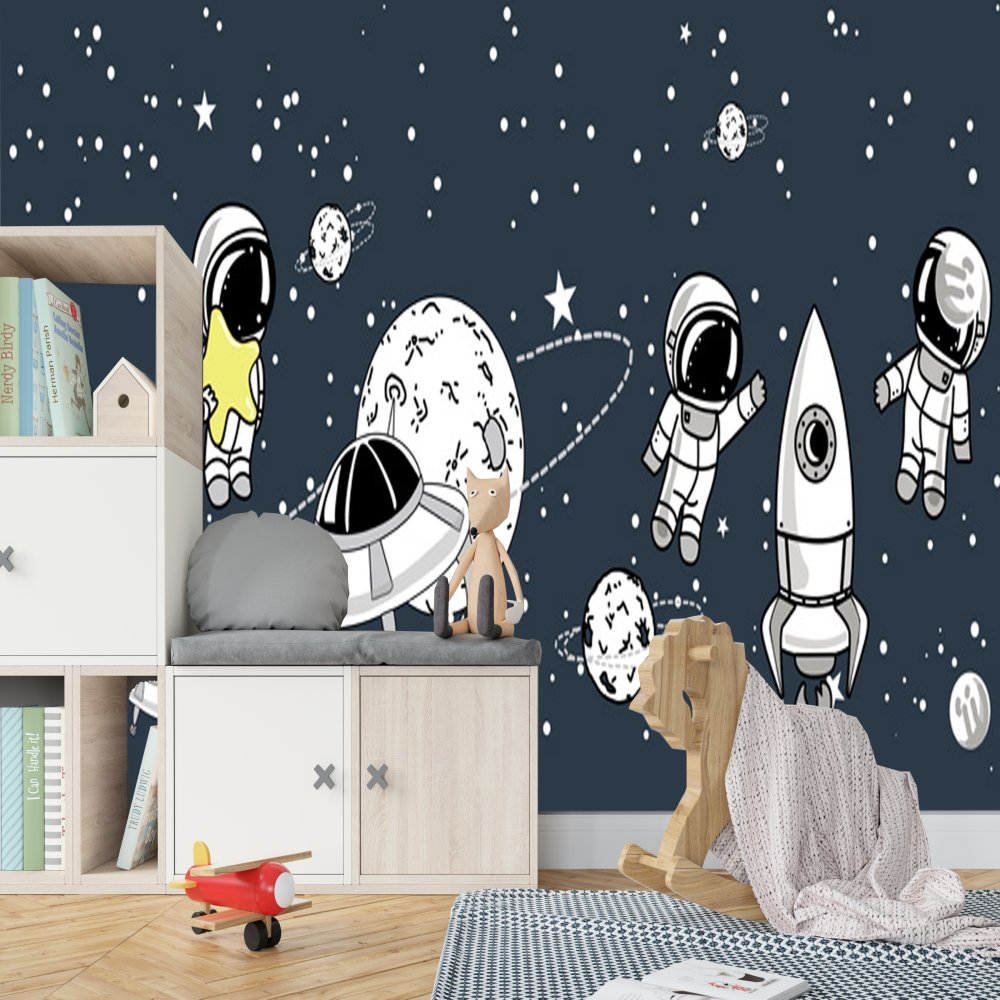 Ceiling Mural Wallpaper 3D Blue starry sky Astronaut Kids Bedroom Ceiling Wallpaper Wall Coating