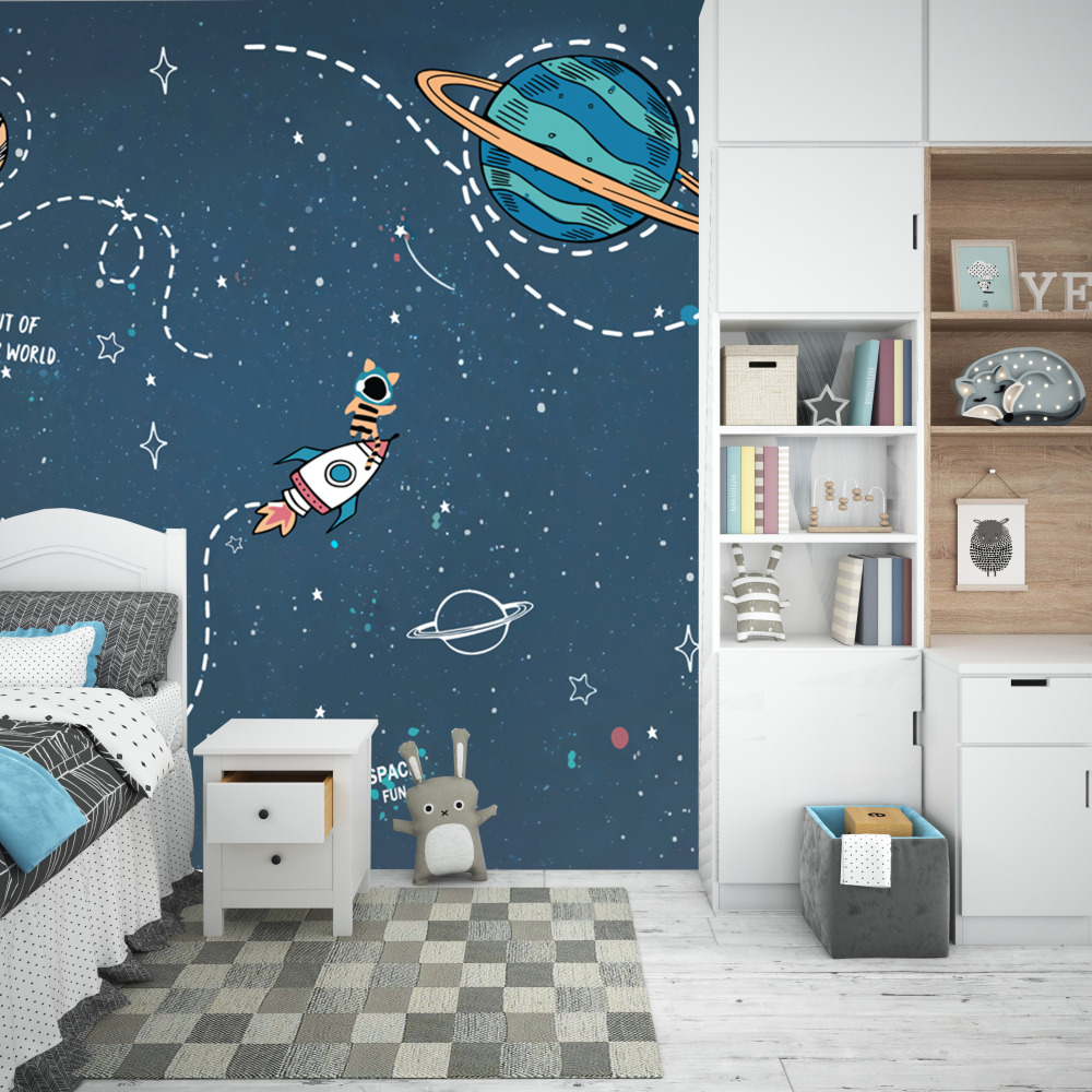 Ceiling Mural Wallpaper 3D Blue starry sky Astronaut Kids Bedroom Ceiling Wallpaper Wall Coating