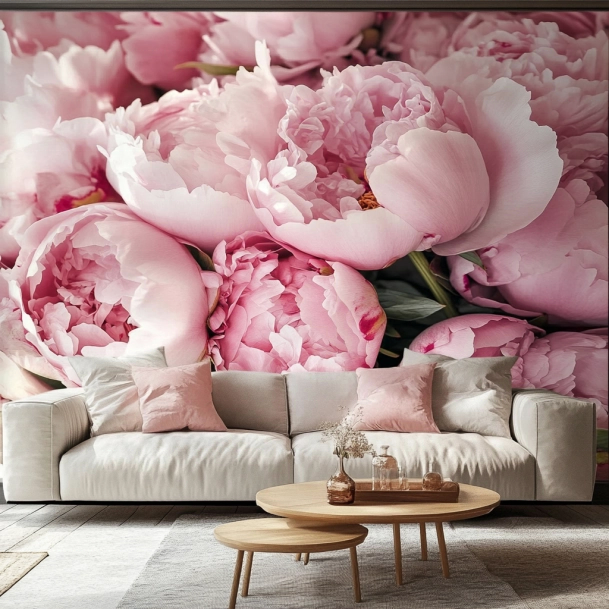 Purple Paeonia Floral Mural 3d Wallpaper Black Background Flower Wall Mural for Bedroom Living Room Girl Room papier peint mural