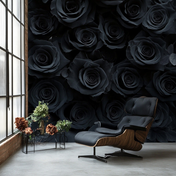 Purple Paeonia Floral Mural 3d Wallpaper Black Background Flower Wall Mural for Bedroom Living Room Girl Room papier peint mural