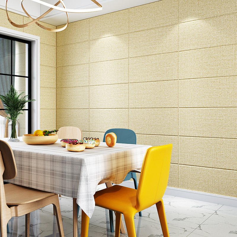 70x70cm Peel and Stick Linen Textured Wall Sticker Waterproof Soft PVC Wall Panel for Bedroom Living Room Kid Room Gym