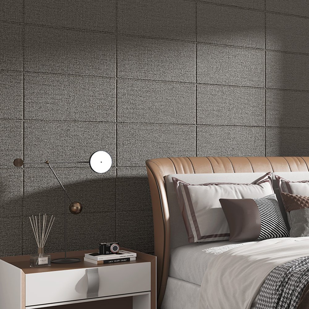 70x70cm Peel and Stick Linen Textured Wall Sticker Waterproof Soft PVC Wall Panel for Bedroom Living Room Kid Room Gym
