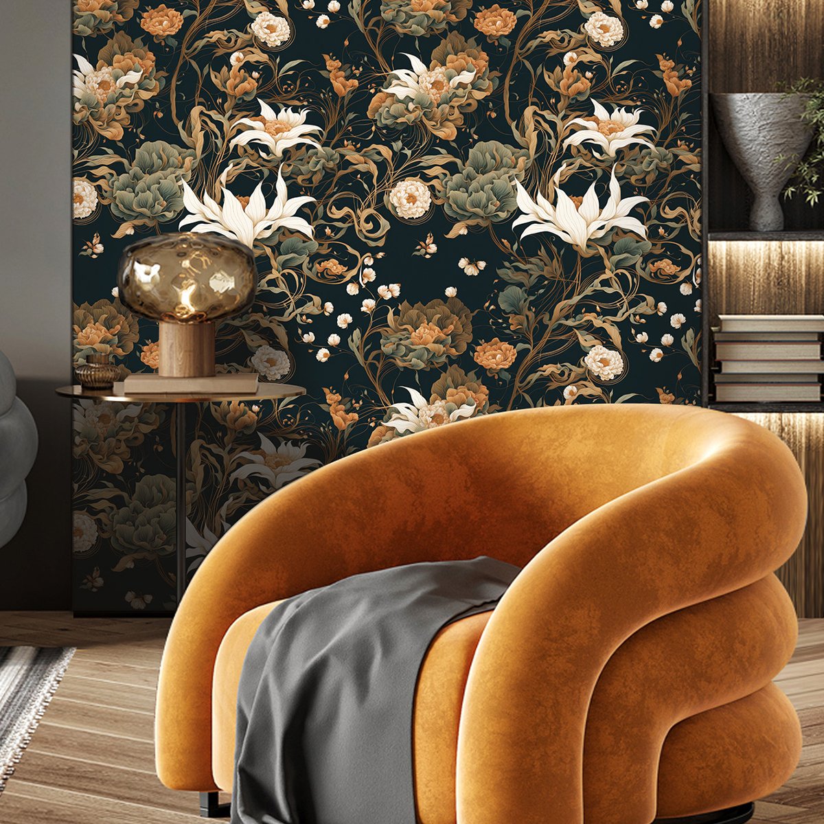 Hand Drawn Floral Removable Wallpaper Watercolor Botanical Line Wall Mural Self Adhesive Large Flowers Art Wall Decor