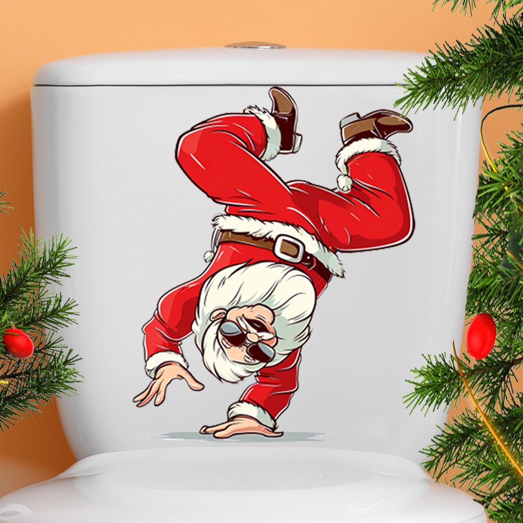 christmas toilet stickers supplies santa claus pvc Self-adhesive peel & stick waterproof bathroom wall stickers sales promotion