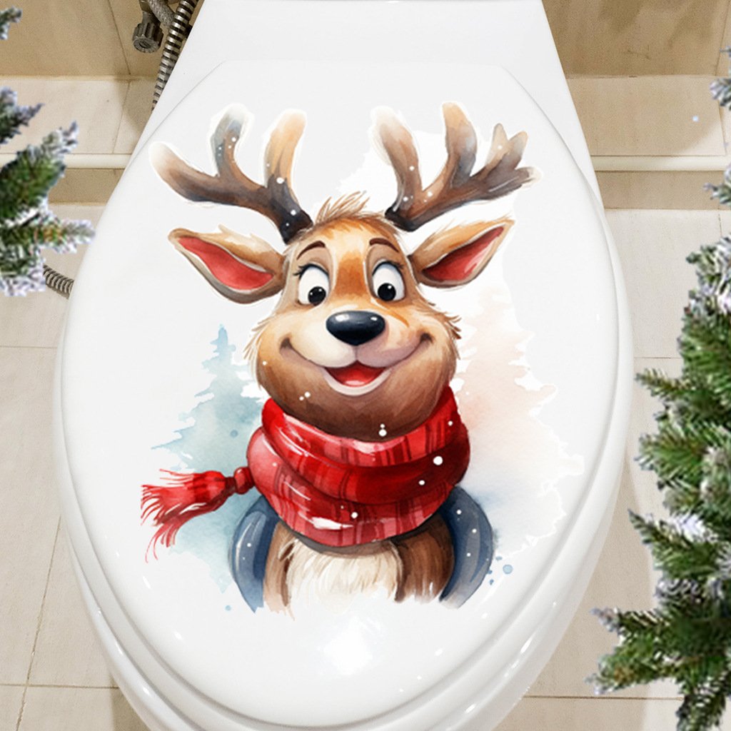 christmas toilet stickers supplies santa claus pvc Self-adhesive peel & stick waterproof bathroom wall stickers sales promotion