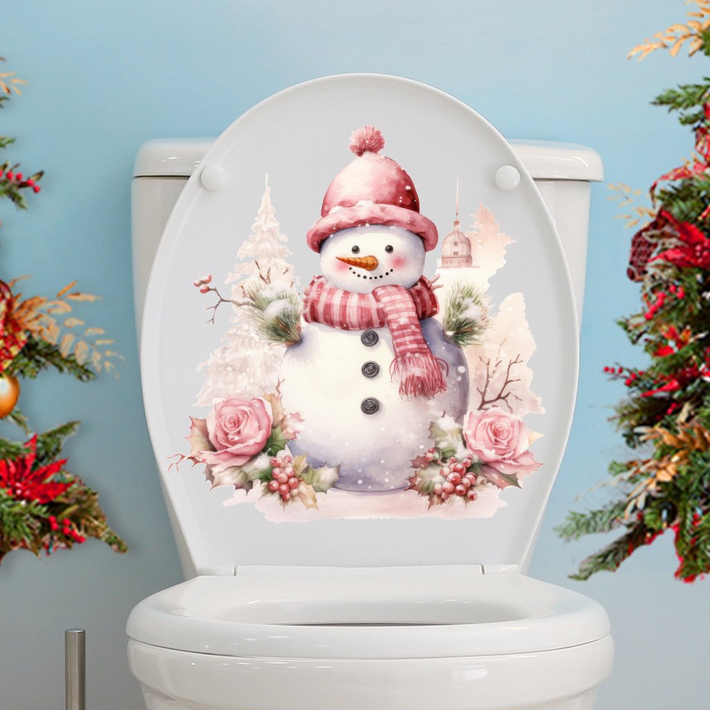 christmas toilet stickers supplies santa claus pvc Self-adhesive peel & stick waterproof bathroom wall stickers sales promotion
