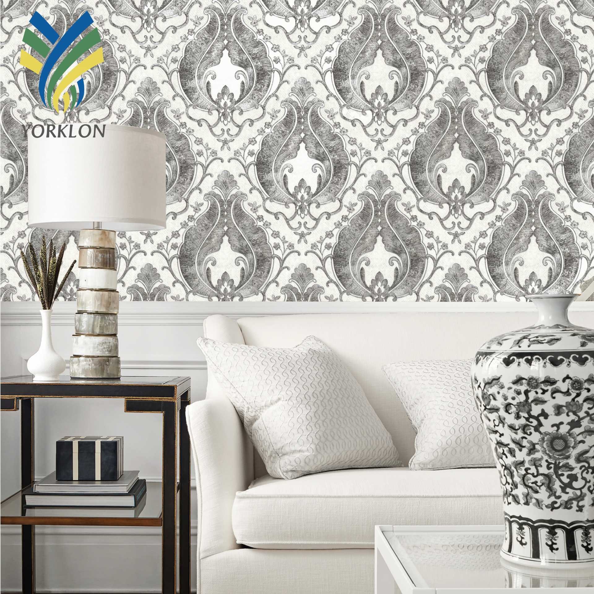 YT-VZ 7266 European Living Room Bedroom Home decoration Vinyl Gold Damask House Wallpaper