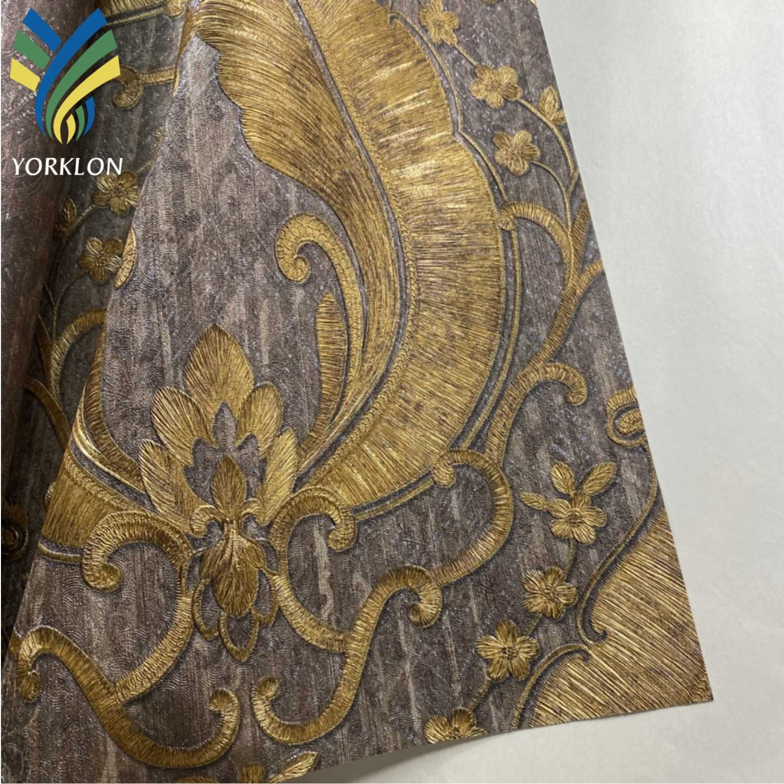YT-VZ 7266 European Living Room Bedroom Home decoration Vinyl Gold Damask House Wallpaper