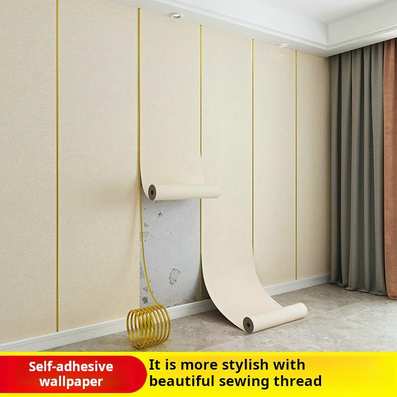 Classical Linen Texture PVC Self-Adhesive Wallpaper Rolls Interior Waterproof Decorative Wall Panels Peel Stick Wallpapers