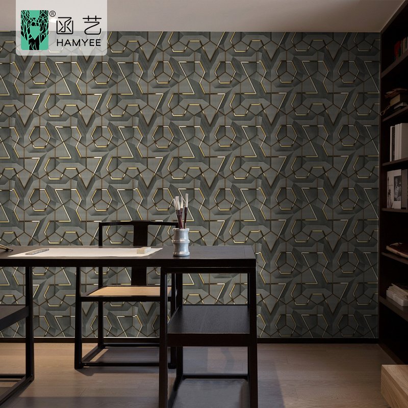 Modern 3d emboss wallpaper geometric metallic wall paper contemporary design vinyl wallpaper for home decoration