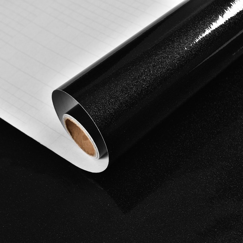 Black Glossy Self Adhesive Vinyl Film Waterproof Roll Peel and Stick Wallpaper PVC Removable for kitchen and furniture