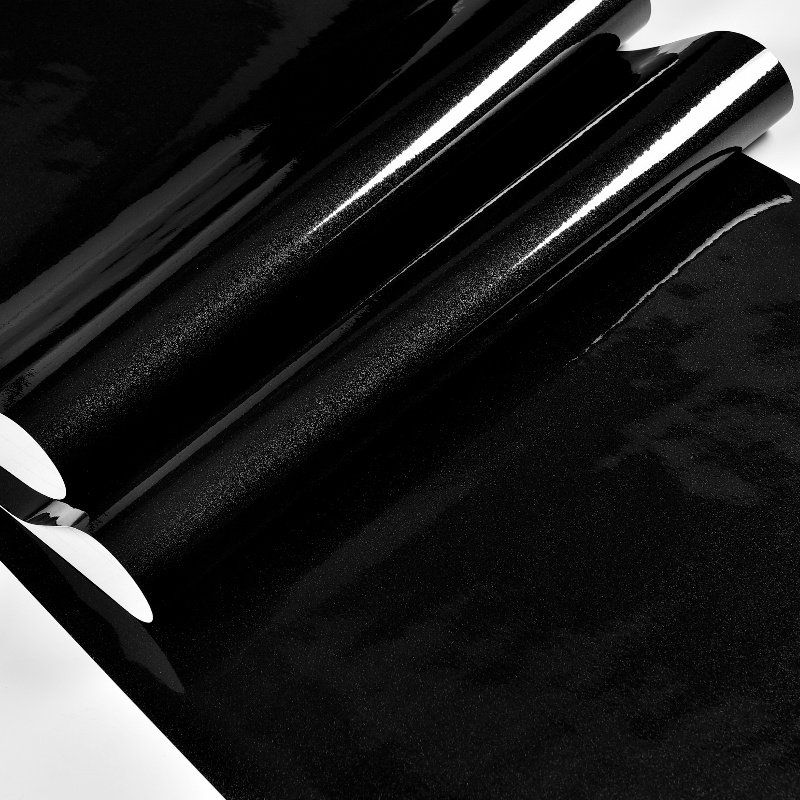 Black Glossy Self Adhesive Vinyl Film Waterproof Roll Peel and Stick Wallpaper PVC Removable for kitchen and furniture