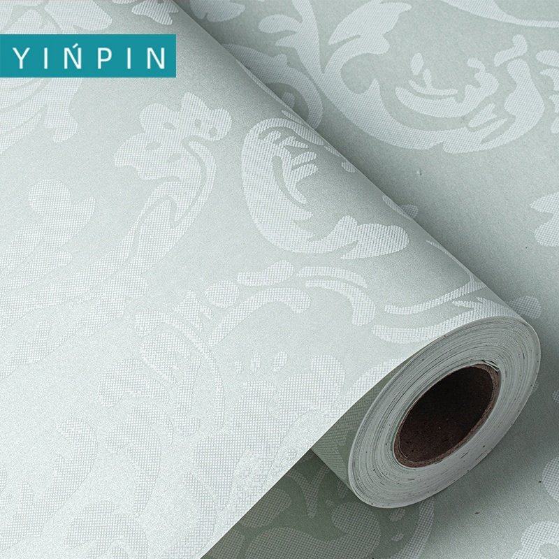 Best-selling Cyan print self-adhesive wallpaper rolls non-woven for bedroom decorate