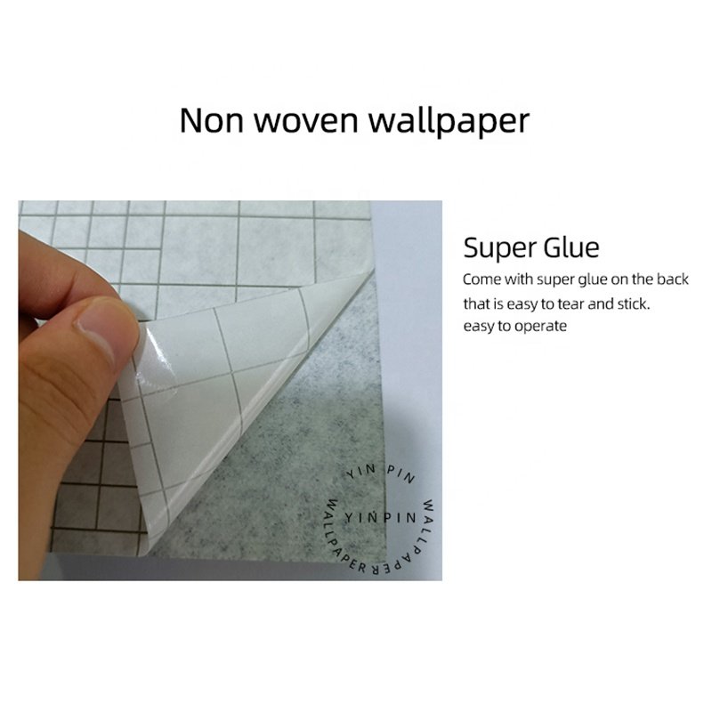 Best-selling Cyan print self-adhesive wallpaper rolls non-woven for bedroom decorate
