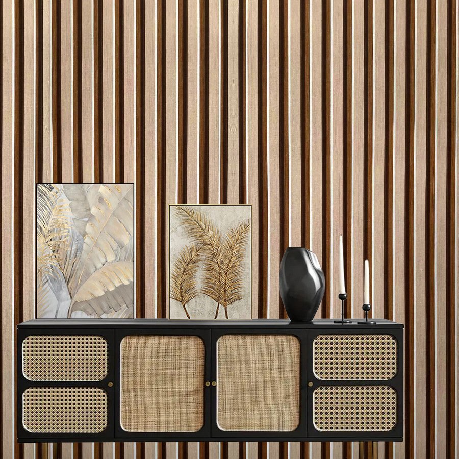 modern design waterproof wood slats wallpaper rolls peel and stick pvc vinyl film self adhesive wall sticker for home decoration