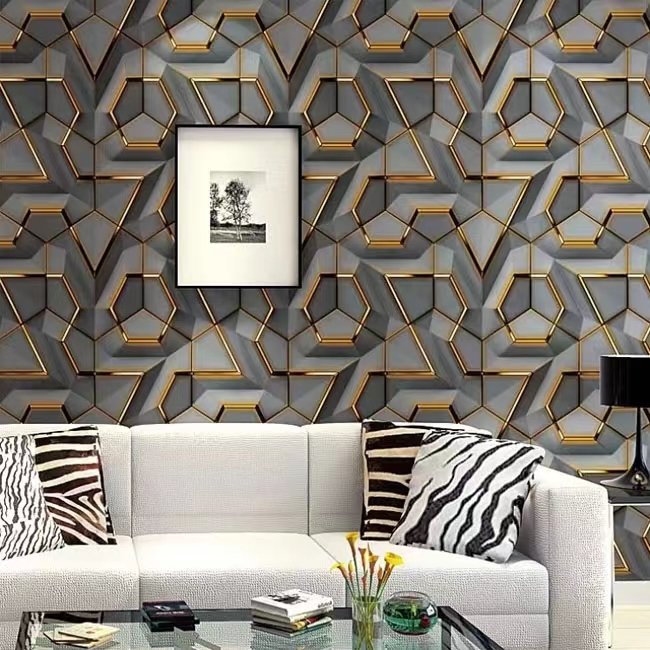 Bufu Custom 3D Wallpaper Geometric metallic wall paper Contemporary Design Vinyl Wallpaper For Home Decor Office Hotel