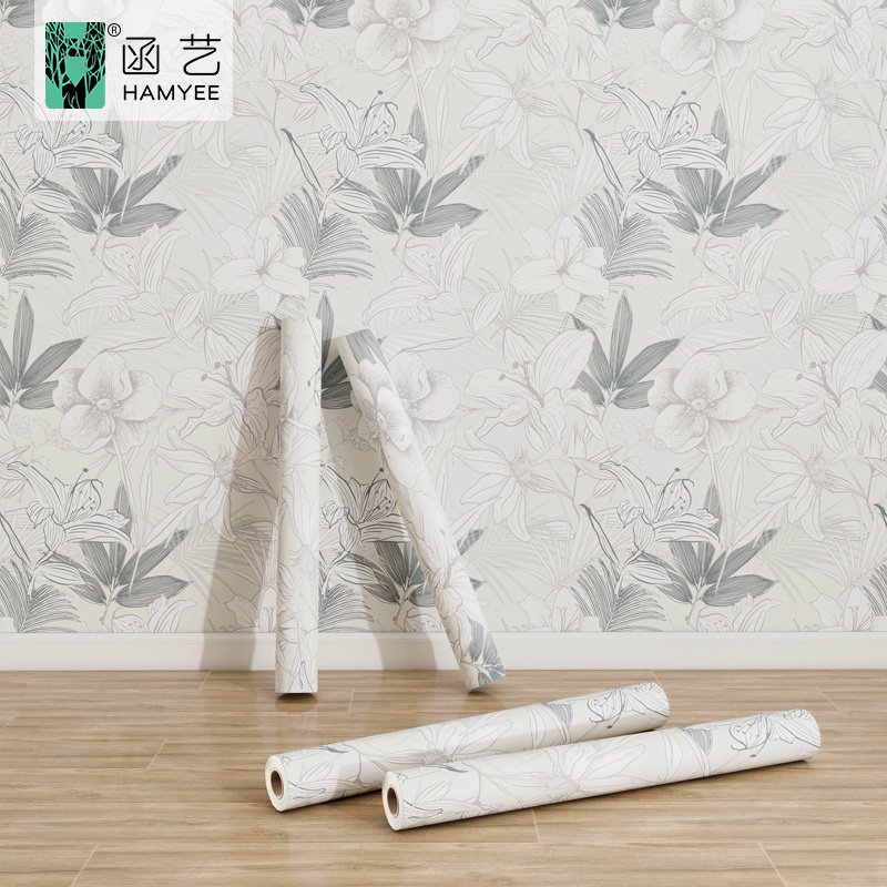 Custom design wall paper self adhesive floral wallpaper wall covering sticker rolls