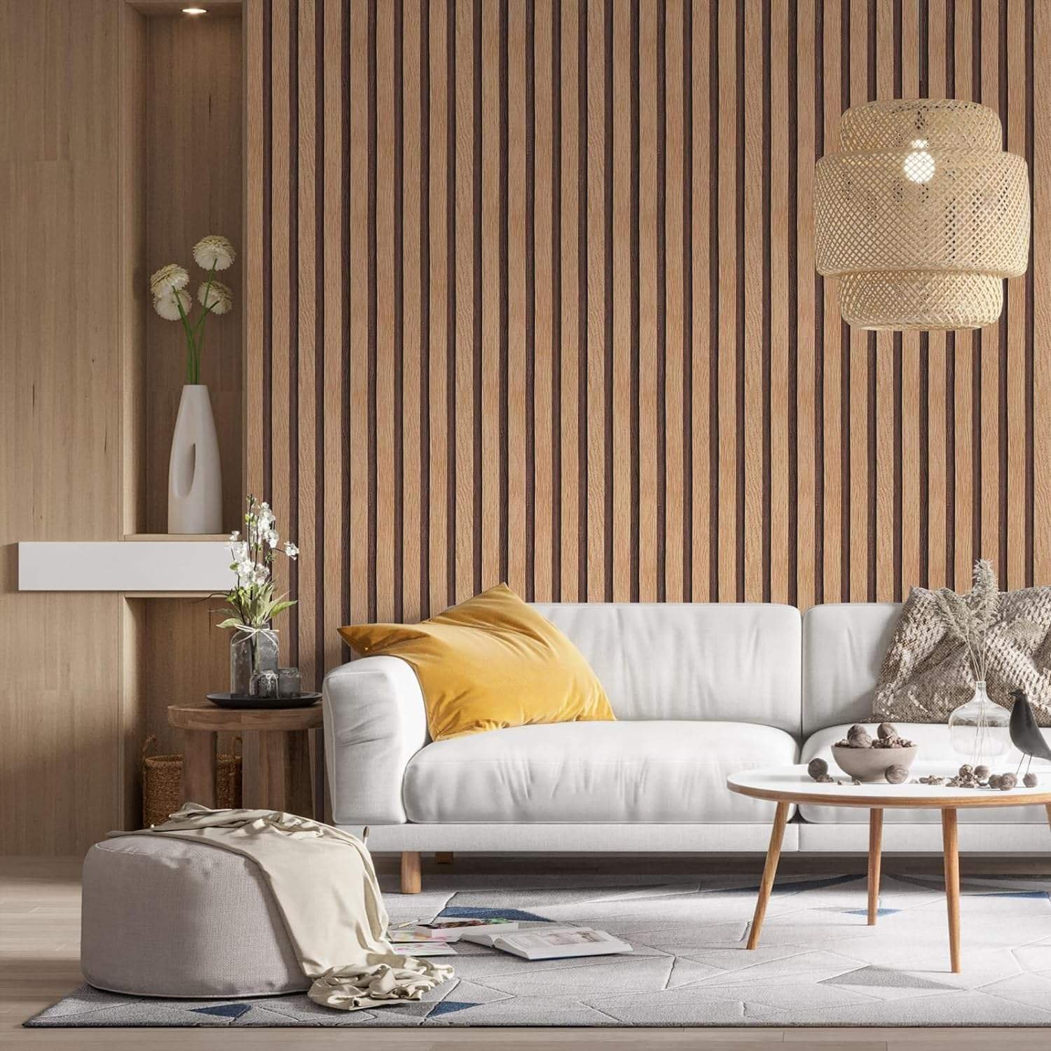 Hot selling 3D Slat Wood Wallpaper Peel and Stick Self-Adhesive Vinyl Removable Wallpaper for Wall Decor Bedroom