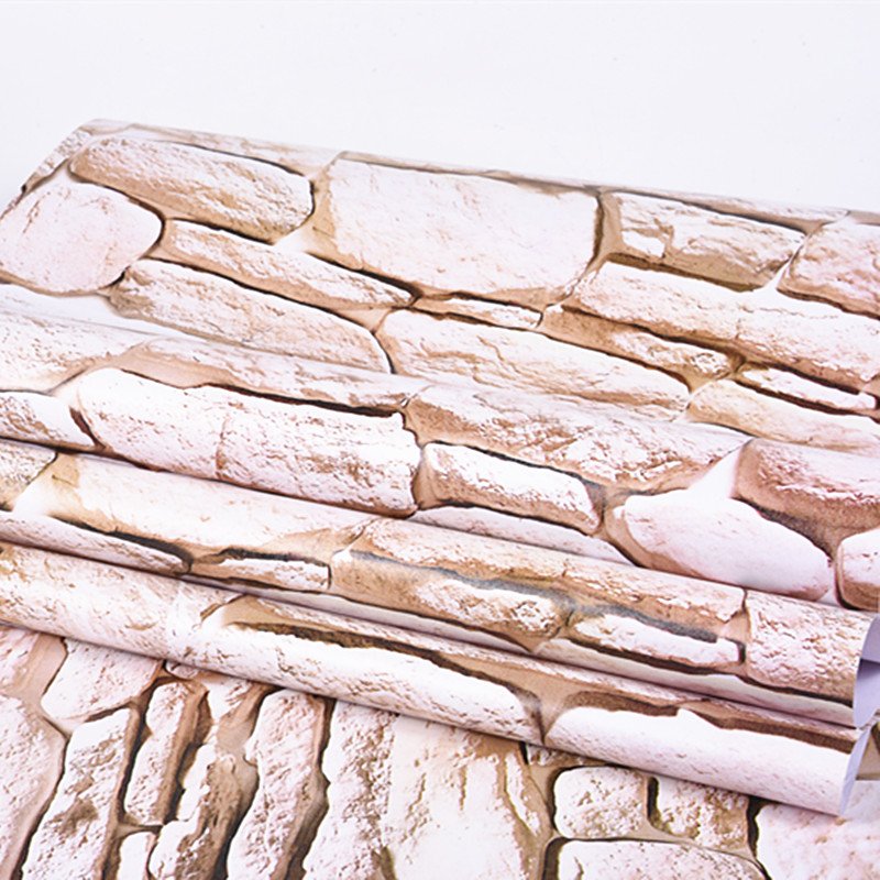 high quality 3D Brick stone PVC Self-Adhesive Wallpaper Waterproof Stone Wall Paper Rolls for hotel