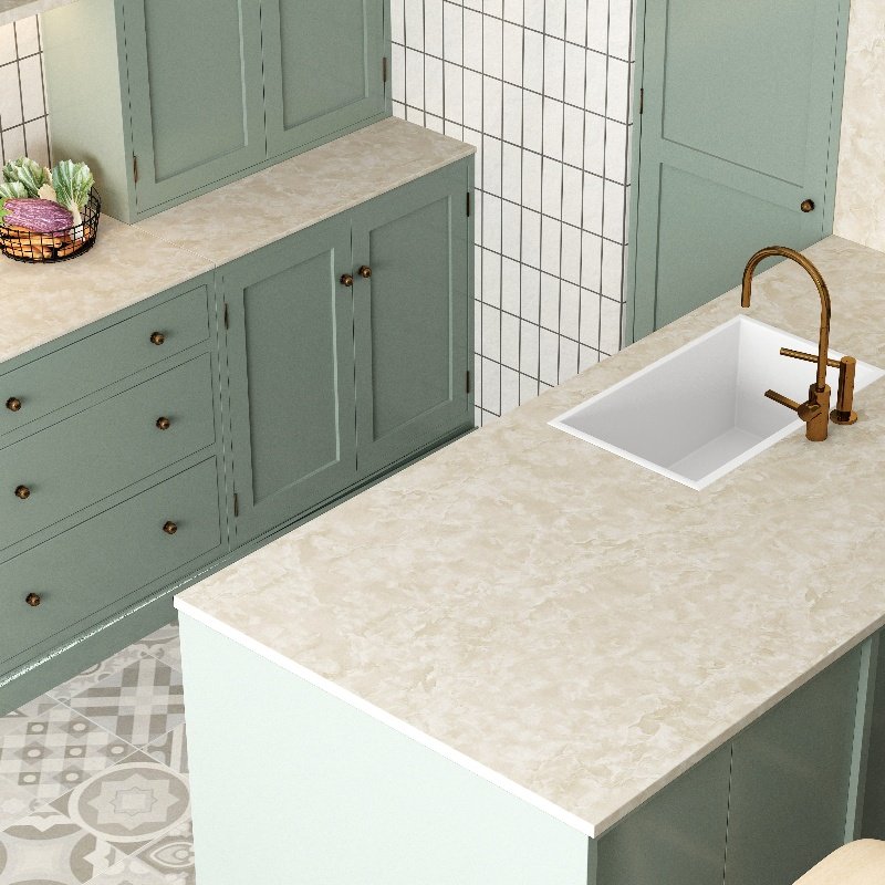 Modern Glossy Light Yellow Beige Marble Wallpaper Waterproof Self-Adhesive PVC Moisture-Proof Wall Sticker Kitchen Room Walls