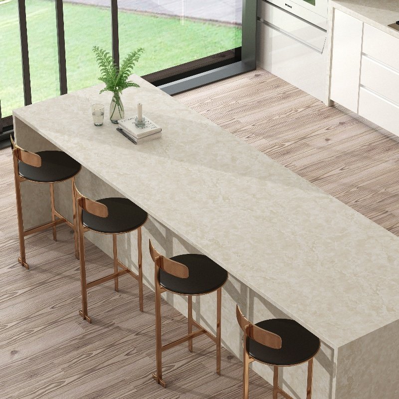 Modern Glossy Light Yellow Beige Marble Wallpaper Waterproof Self-Adhesive PVC Moisture-Proof Wall Sticker Kitchen Room Walls