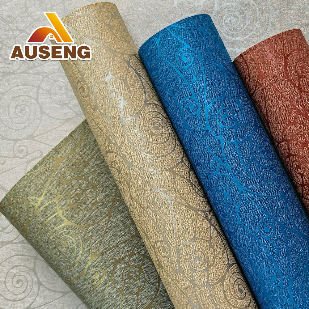 Hot Sale OEM Custom Decoration Hotel Fabric Backed Wall Paper Rolls Vinyl Textured Wallpaper Office Decor PVC Wallcovering