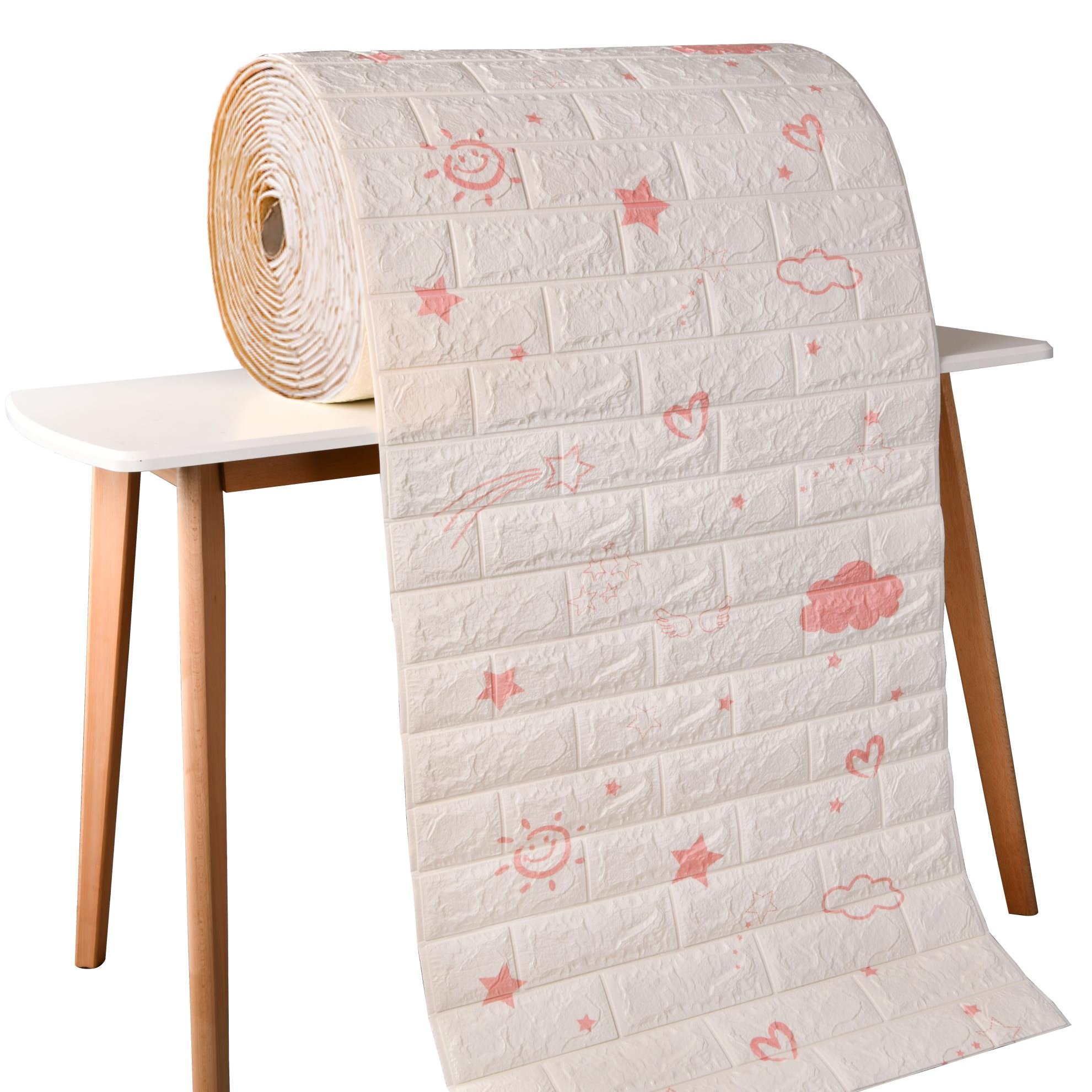 Xpe foam wall sticker rolls home decoration home interior self adhesive wallpaper 3d wallpaper sticker