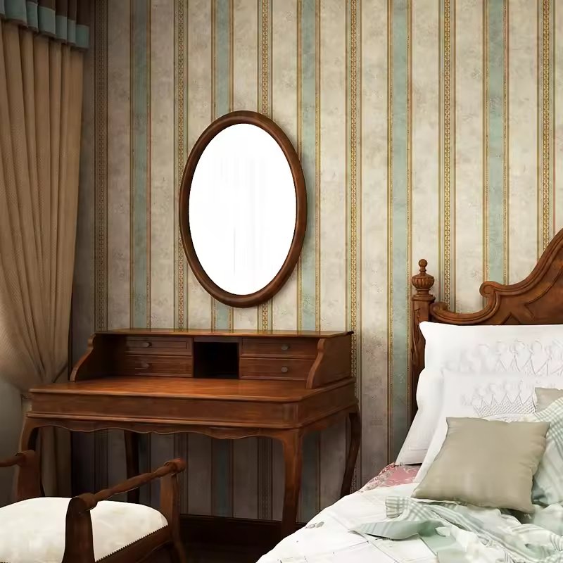 Wholesale Vintage Self-Adhesive Wallpaper Non-Woven Striped Background for Bedroom Living Room Dining Room Waterproof Soundproof